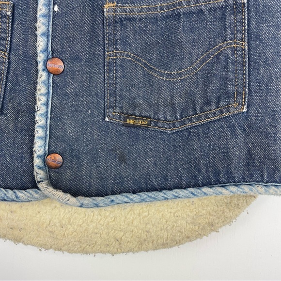 Vintage 70s Sears Roebucks Western Wear Denim Vest Sherpa Lined Sz Medium - Picture 6 of 13